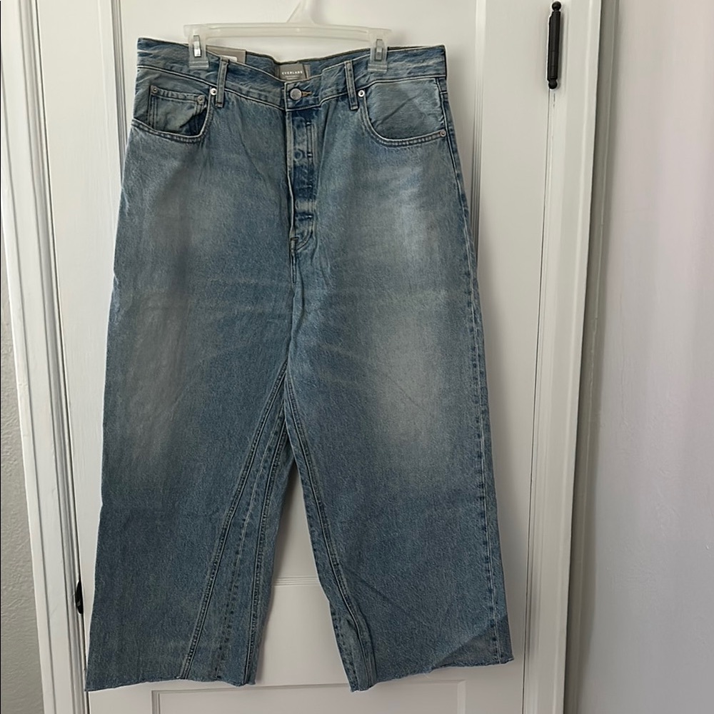 Everlane The Way Wide Crop Blue Jeans